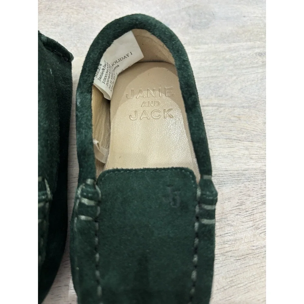 Janie and Jack Toddler Boy Christmas Holiday Dress Shoe Loafers Suade Sz 4 Green